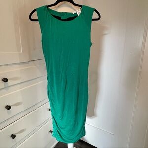 DVF Green Tulipan Ruched Sleeveless Dress Silk 6